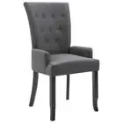Fabric Dining Armchair Kitchen Cafe Lounge Arm Tufted Button Accent Linen Chair