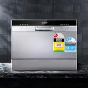 6 Place Settings Benchtop Dishwasher Silver Compact Portable Kitchen Appliance