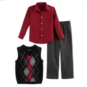 NEW Van Heusen Argyle Sweater Vest 3-Piece Set Shirt Vest Pants size 5