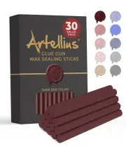 Artellius Premium Sealing Wax Sticks (Bulk 30 Pack) Dark Red (30