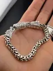 Dragon Heads With Scales Solid Sterling Silver 7 Inch Small Wrist Bracelet