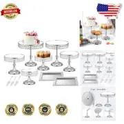 Classic Silver Cake Stand Set - 12-Piece Non-Slip Elegant Display Collection