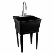 Tehila Utility Sink with High-Arc Pull-Down Stainless Finish Faucet 19 Gallon -B