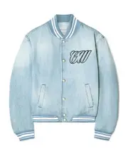 Off-White Denim Varsity Jacket IT40,IT42,IT38 light blue