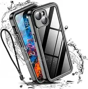W7ETBEN iPhone 14 Waterproof Case, [IP68 Waterproof] Built-in Screen Protector [10FT Military Shockproof] [Dustproof] [Real 360] Full Body Dropproof Phone Case for iPhone 14 6.1-Black