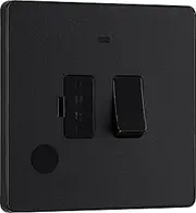 BG Electrical Switched Fused Connection Unit with LED Power Indicator and Flex Outlet, Fused Spur Switch, Double Pole, Screwless Front Plate, Round Edges, Evolve, Matt Black, 13A, PCDMB52B