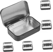 Healvian 6Pcs Small Rectangle Tin Storage Boxes with Lids Durable Tinplate Containers for Candy and Small Items Stackable Storage Tins for Organization and Presentation