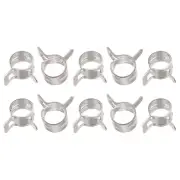 Spring Hose Clamp, 10pcs 65Mn Steel 8mm Low Pressure Air Clip, Nickel Plated