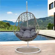 Arcadia Furniture Rocking Egg Chair Swing Lounge Hammock Pod Wicker Curved Oatmeal and Grey