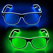YouRfocus Led Light up Glasses 2 Pack Glow in The Dark for Rave Party, EDM, Blue & Green, Regular Size