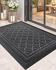 Color&Geometry Door Mat Outside Entrance to Catch Dirty, Doormat Outdoor Entrance Heavy Duty Non Slip, Outdoor Mats for Front Door for Welcome, Indoor Outdoor Rug for Single/Back Door, Grey 17”X29”