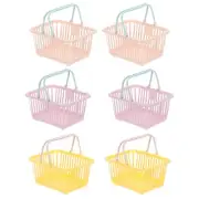 6PCS Mini Shopping Baskets with Handles Small Tiny Baskets, Pink Purple Yellow