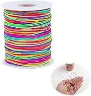 100m Rainbow Elastic Beading Cords 1mm for Kids Crafts, Pony Bead String, Stretchy Craft Cord for Bracelets and Necklaces, Durable and Colorful Elastic Thread for Jewelry Making