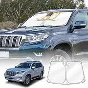 X-CAR Custom Fit Windscreen Sun Shade Compatible with Toyota Prado 2009-2024 WindScreen Shade Foldable Sun Visor Protector Blocks UV Rays Keep Your Car Cooler