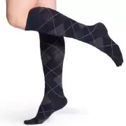 SIGVARIS Women’s Style Microfiber Shades Short Calf-High Socks 20-30 Onyx Argyle
