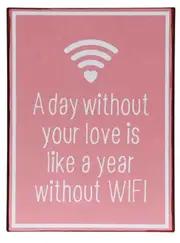 Country Tin Sign Vintage Inspired Wall Art LOVE AND WIFI PINK Retro Plaque