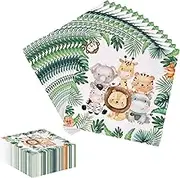 40 Pcs Jungle Animal Napkins,33x33cm Disposable Dinner Napkins, Animal Paper Napkins for Jungle Safari Zoo Theme Birthday Party Supplies
