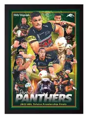 Framed 2023 Penrith Panthers NRL Premiers Poster - Nathan Cleary - 84cm x 59.5cm