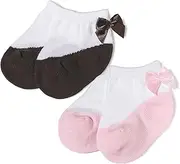 [Jefferies Socks] Baby Girls' Country Kids Sweet Feet Bow Infant Bootie in Hanger Bag - - 1-3 Months