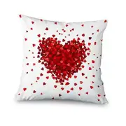 Valentines Day Red Heart Pillow Covers 18x18 inch 18" x 18" (Pack of 1) White