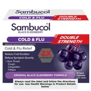 Sambucol Double Strength Cold & Flu Relief 12 Capsules
