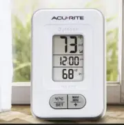AcuRite Indoor/Outdoor Wireless Digital Thermometer with LCD screen Clock White