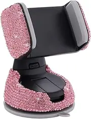 FAVOMOTO Mobile Phone Holder Car Accessories for Women Holder for Cell Phone in Phone Holder for Car Cell Phone Stand Car Vent Phone Holder Bracket Air Outlet Rhinestones Pink