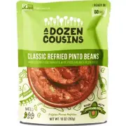 A Dozen Cousins Classic Refried Pinto Beans - Plant Based Protein, Vegan - 10 oz