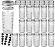 16 Pack 12oz Mason Jars with Regular Lids for Jam, Honey, Wedding Favors