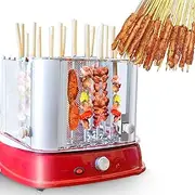 Electric Automatic Rotating Kebab Grill, 1750W Vertical Smokeless Barbecue Lamb Skewers Stove, Household 360 ° Roaster Oven Threading Cookware, 0-60 Minute Timer, Easy to Clean, for Outdoor Picnic Cam