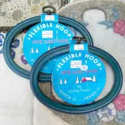 Vintage Loving Touch Flexible Needlework Craft Hoops Frames Pink Blue Set Of 2