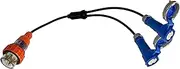 Adapter Splitter Extension Lead 20A 5 Pin Plug to 2 x CEEform 3 Pin 16A Single Phase Socket, Heavy Duty