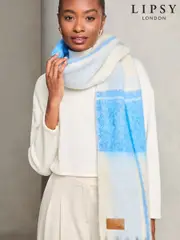 Lipsy Blue Check Super Soft Brushed Oversized Scarf (E12040) | $18
