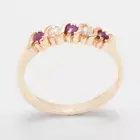 18k Rose Gold Natural Ruby & Cultured Pearl Womens Eternity Ring - Sizes 4 to 12