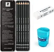 Staedtler Mars Lumograph Black Artist Wooden Lead Pencil - Box of 6 (8B 7B 6B...