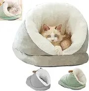 Cat Sleeping Bag for Indoor Cats, Cat Sleeping Bag Warm Pet Bed, Dog Cat Bed Cave Winter 360° Warm Sleeping Bag Plush Soft Comfort (Grey, Medium (Suitable for Pets Under 10 kg))