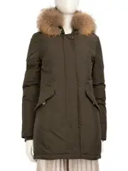 Khaki Fur Collar Down Coat
