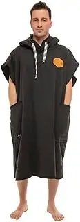 [ALL-IN] Women's Light Line Lightweight Poncho Surfing, Bathing and Beach - 100% Cotton with Honeycomb Pattern - Straight Cut, Short Sleeves - One Size - Black Waffle, Black, One Size, black, One size