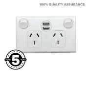 USB Fast Charge Double Power Point DOUBLE POLE For Caravan RV SUPER FAST 2.1A 5v