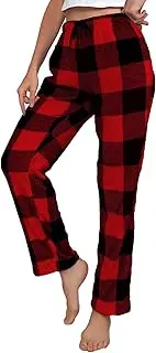 [KAHEYQI] Women's Pajama Pants Flannel Cotton Soft Pyjamas for Women Winter Warm Comfy Lounge Pants Fleece Sleep Pant Sleepwear Drawstring Pj Bottoms with Pockets