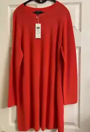 NWT $248 Eileen Fisher Red Lory Wool Round Neck Tunic L XL