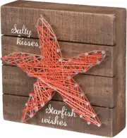 Salty Kisses Starfish Wishes String Art Wood Beach Sign Primitives by Kathy SALE