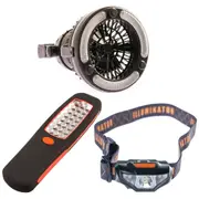 Adventure Kings 2in1 LED Light & Fan + Illuminator LED Head Torch + 24 LED Work