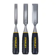 Genuine Stanley Heavy Duty 3 Piece Forged Hardened Chisel Set Wood Cutting PRO