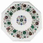 2' Marble side Table Top floral inlay semi precious stones home room decor