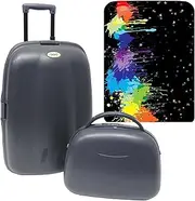 [WELL HOME MOBILIARIO & DECORACIÓN] Well Home MOBILIARI & DECORACIÓN Trolley Suitcase Set + ABS Toiletry Bag Includes a Splash Protective Cover, Multicoloured, Trolley Suitcase Set + Toiletry Bag with Protective Case, Multicoloured,