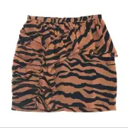 Women's All Saints Toffee Brown Black Nia Zephyr Miniskirt sz 4