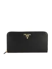 Prada Large Saffiano Leather Wallet in Black