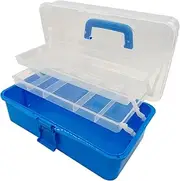 FOREVERIE Large 3 Layers Fishing Tackle Box, Portable 3 Tiers Lightweight Plastic Tool Box, Multipurpose Home & Office Art Box Craft Box, Ocean Blue