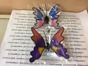 BUTTERFLIES GANZ SET OF TWO BRIGHT COLORS MAGNETIC NEW WITH TAGS 3” X 3”